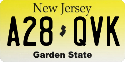 NJ license plate A28QVK