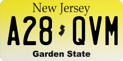 NJ license plate A28QVM