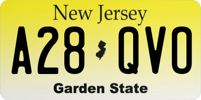 NJ license plate A28QVO