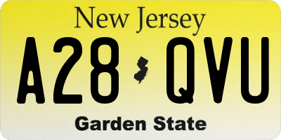 NJ license plate A28QVU