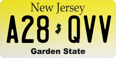 NJ license plate A28QVV