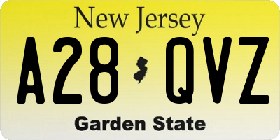 NJ license plate A28QVZ