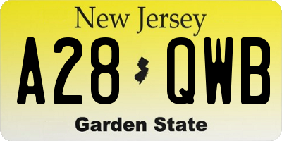 NJ license plate A28QWB