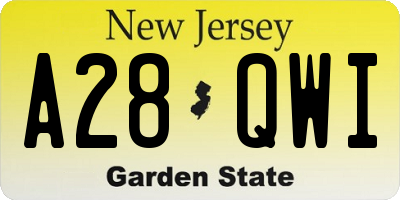 NJ license plate A28QWI