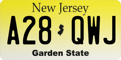 NJ license plate A28QWJ