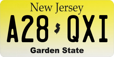 NJ license plate A28QXI