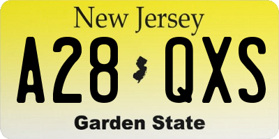 NJ license plate A28QXS