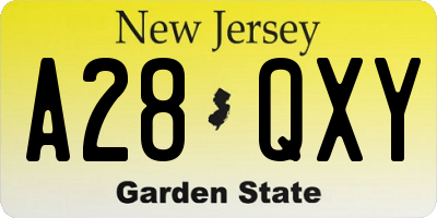 NJ license plate A28QXY