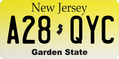 NJ license plate A28QYC
