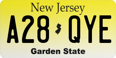 NJ license plate A28QYE