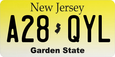 NJ license plate A28QYL