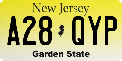 NJ license plate A28QYP