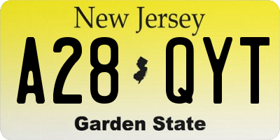 NJ license plate A28QYT