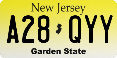 NJ license plate A28QYY