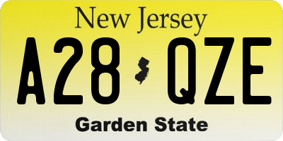 NJ license plate A28QZE