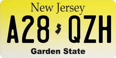 NJ license plate A28QZH