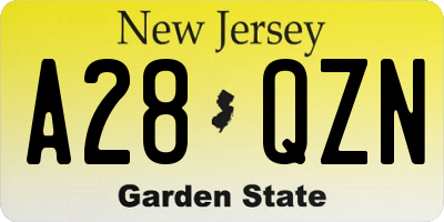 NJ license plate A28QZN