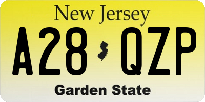 NJ license plate A28QZP