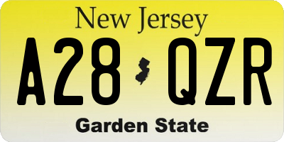NJ license plate A28QZR