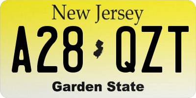 NJ license plate A28QZT