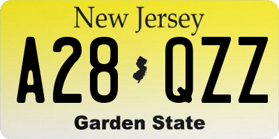 NJ license plate A28QZZ