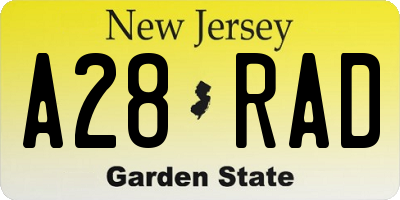 NJ license plate A28RAD