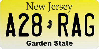 NJ license plate A28RAG