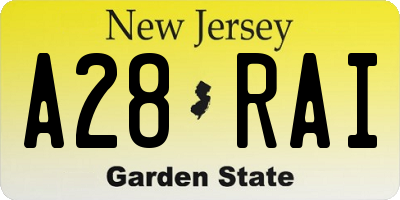 NJ license plate A28RAI