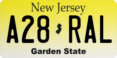 NJ license plate A28RAL