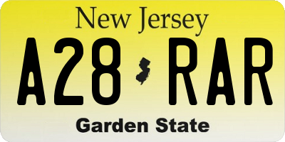 NJ license plate A28RAR