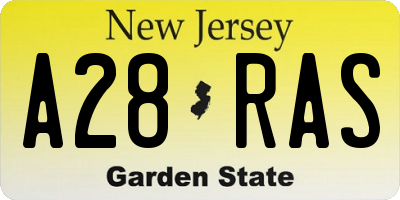 NJ license plate A28RAS