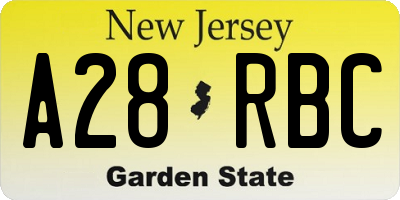 NJ license plate A28RBC