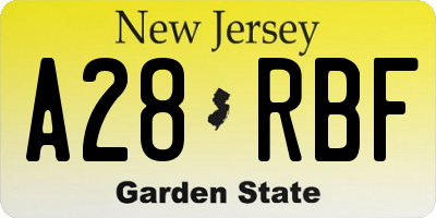NJ license plate A28RBF