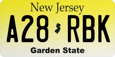 NJ license plate A28RBK