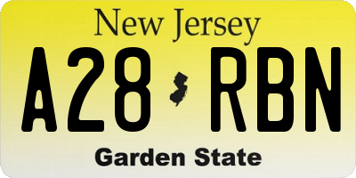 NJ license plate A28RBN