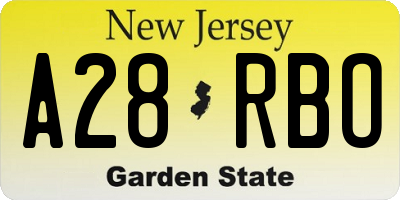 NJ license plate A28RBO