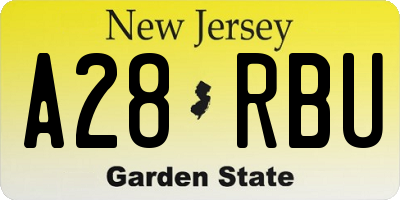 NJ license plate A28RBU