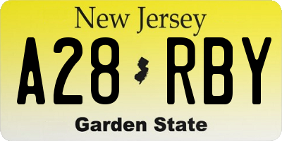 NJ license plate A28RBY
