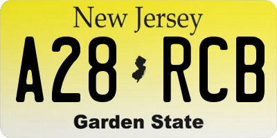 NJ license plate A28RCB