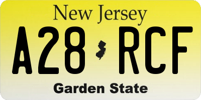 NJ license plate A28RCF