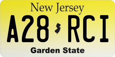 NJ license plate A28RCI