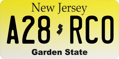 NJ license plate A28RCO