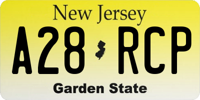 NJ license plate A28RCP