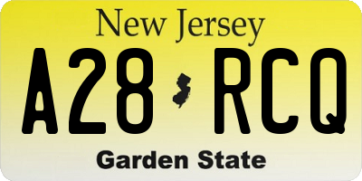 NJ license plate A28RCQ