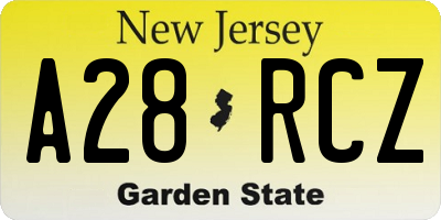 NJ license plate A28RCZ