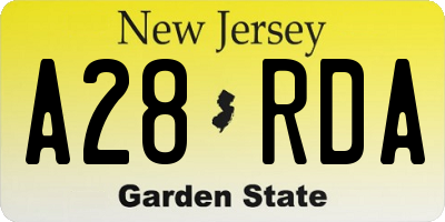 NJ license plate A28RDA