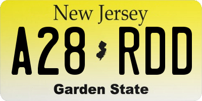 NJ license plate A28RDD