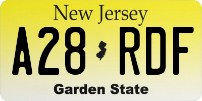 NJ license plate A28RDF