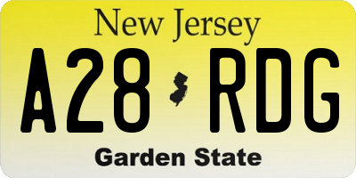 NJ license plate A28RDG