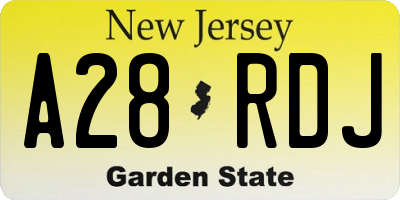 NJ license plate A28RDJ